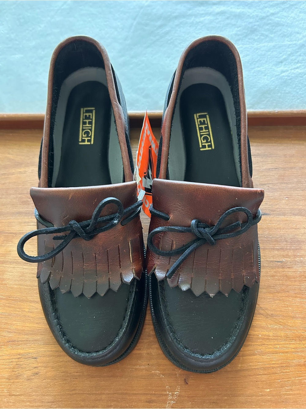 NWT Lehigh EH Safety Two-Tone Fringe Loafers | Dark Academia Work Shoes 8M